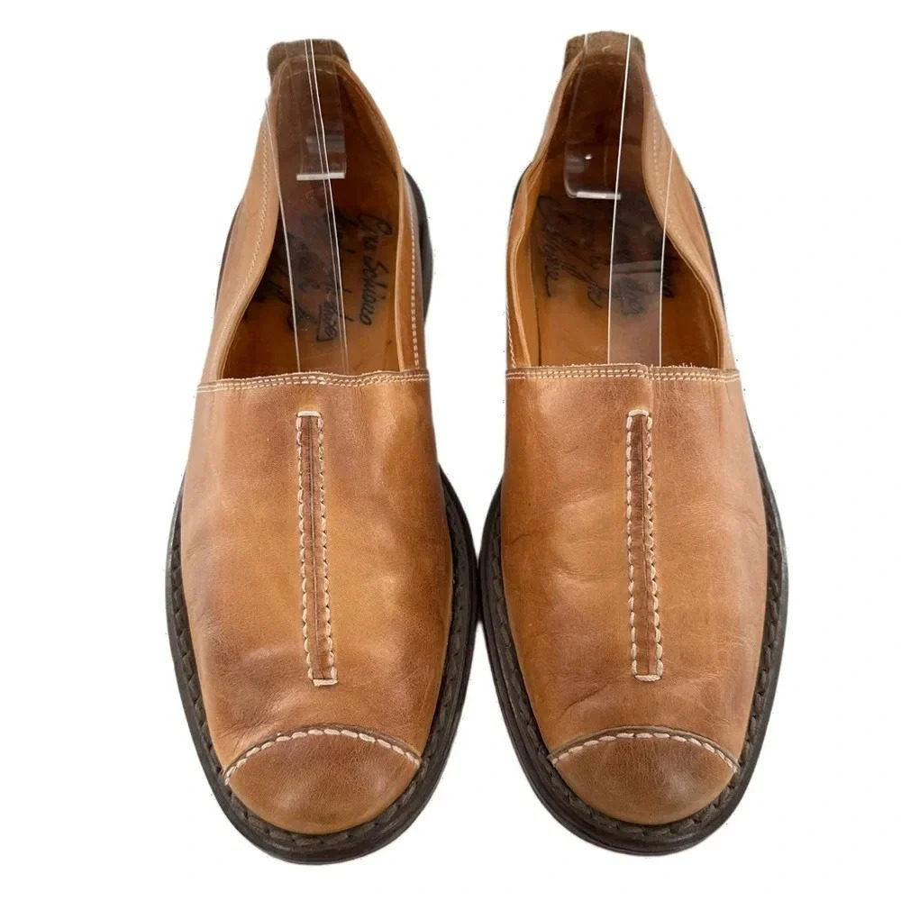 Ciro Schiano Oxfords Cap Toe tan Italian Leather Belvedere Mens size 10.5